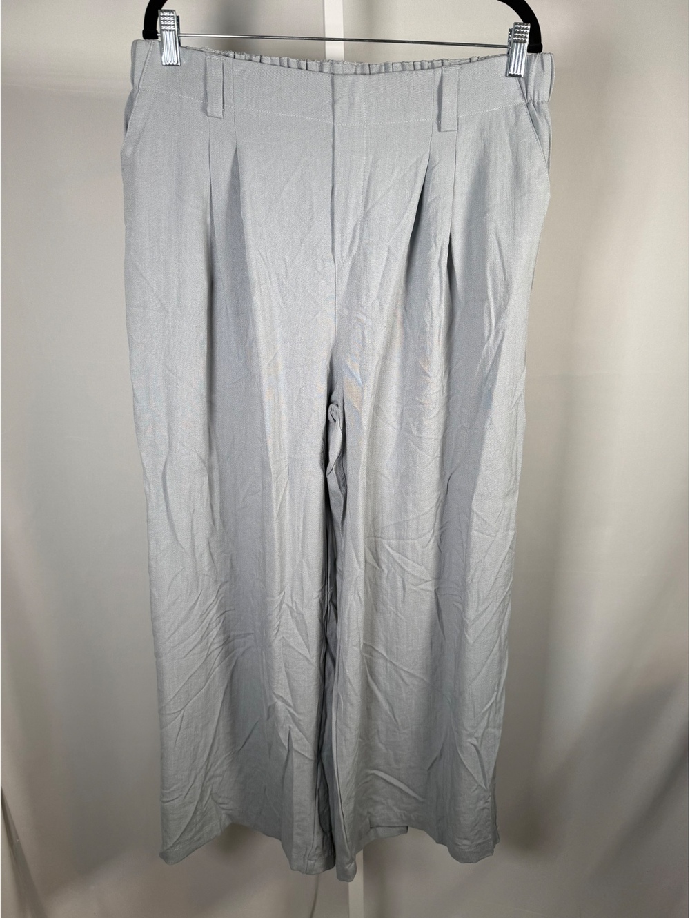 High Waisted Wide Leg Flowy Palazzo Casual Linen-Feel Pants Quarry Size XL - Picture 3 of 8